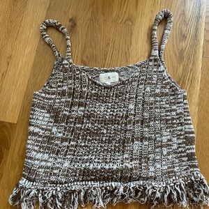 Lou & Grey crochet knit tank - brown - medium